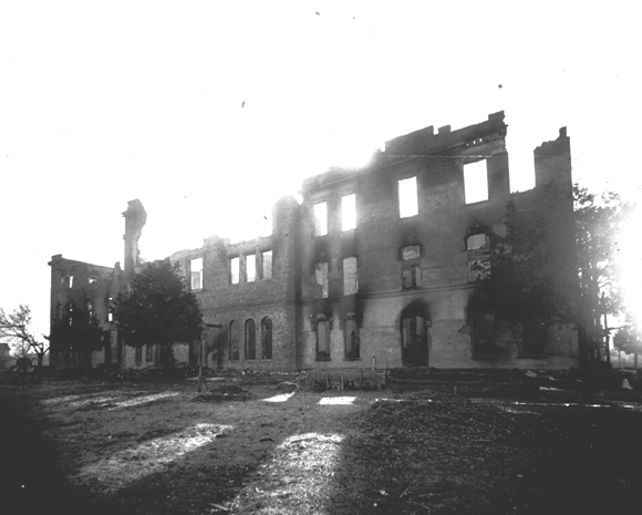 burnt remains of old main