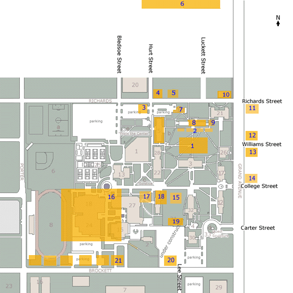 Lost Buildings of Austin College Campus Map